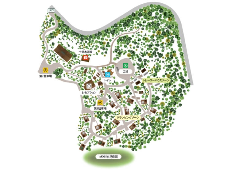 MOSS十里木キャンプリゾートの施設内マップ