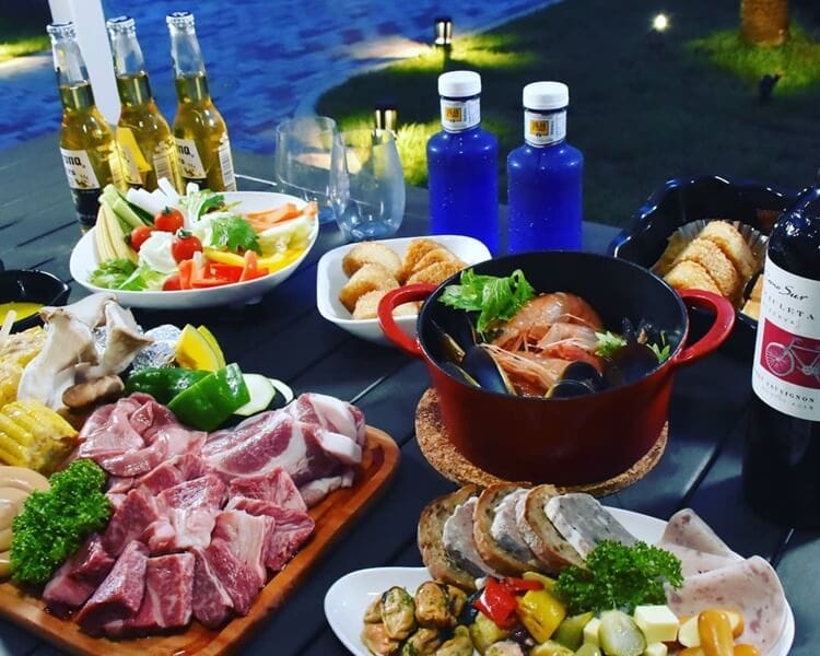 伊豆シャボテンヴィレッジ 夕飯BBQ写真