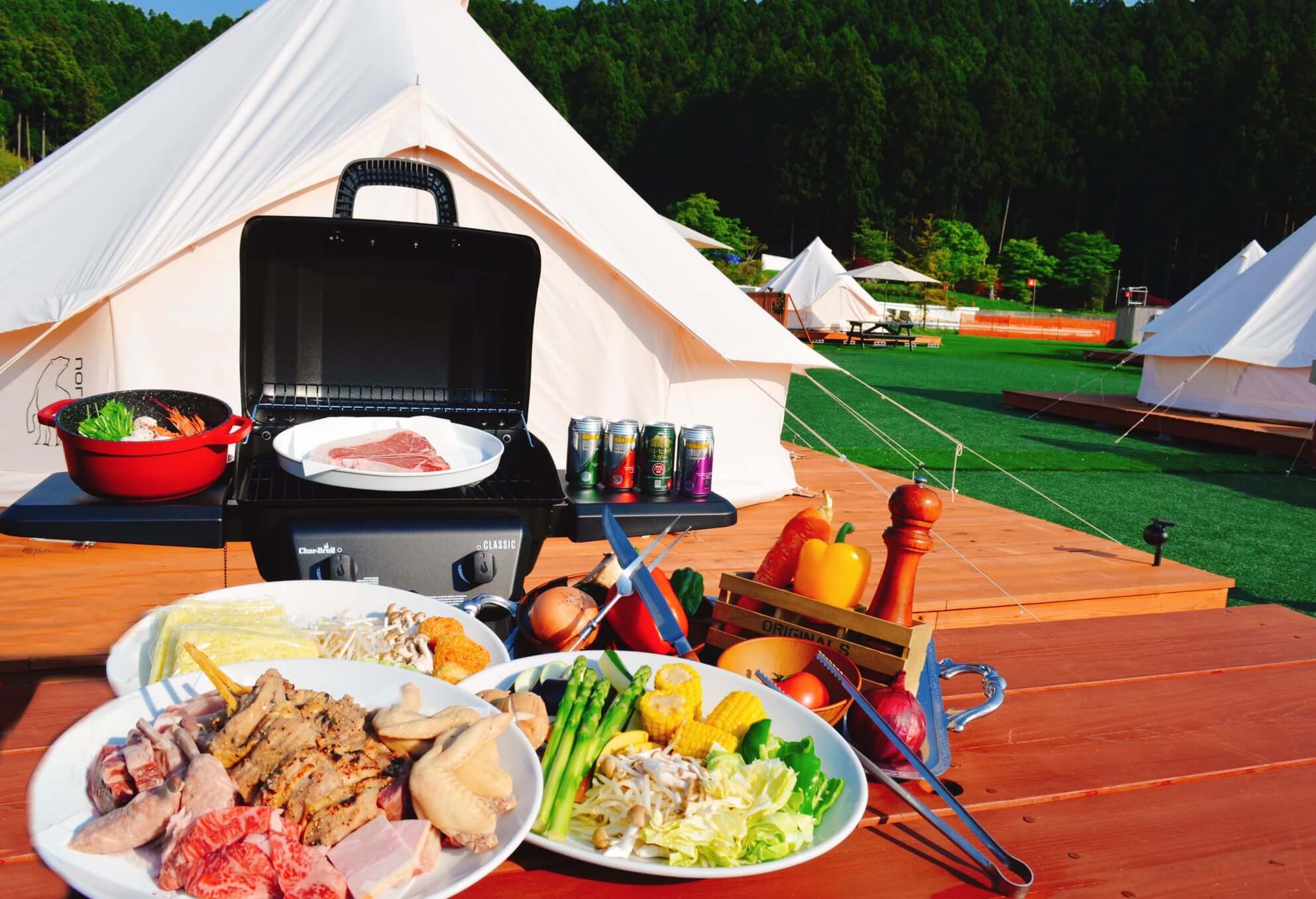 時之栖OUTDOOR HILL VILLAGE 夕食BBQ写真