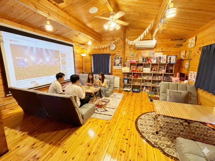 アミューズメント ログハウスグランピング RiversideOasis WAKU↑WAKU･BASE