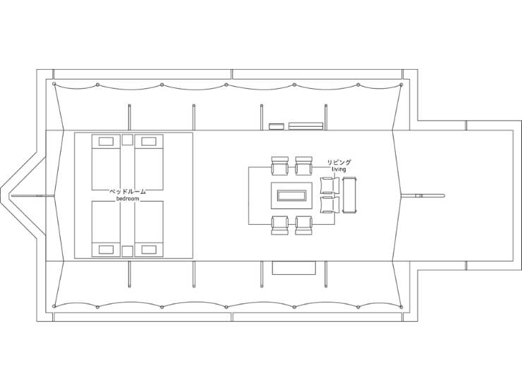 Snow Peak YAKEI SUITE ABURAYAMA FUKUOKAのTENTの間取り図