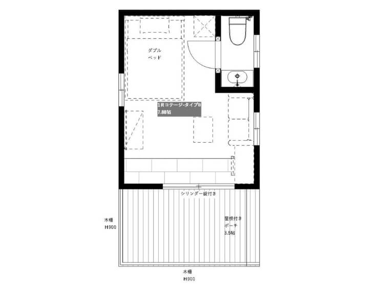 千葉県九十九里にあるイノセンスリゾートのコテージの間取り