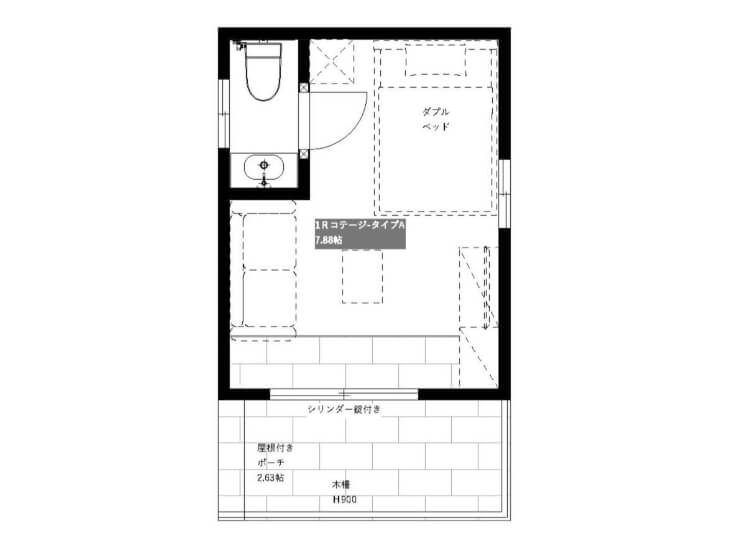 千葉県九十九里にあるイノセンスリゾートのコテージの間取り